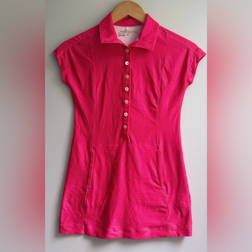 NIKE GOLF womens size small pink golf button down dress
